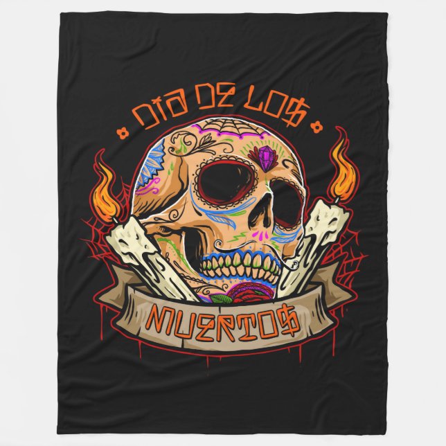 Manta Polar Día de Muertos Skull (Anverso)