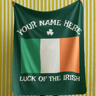 Manta Polar Día de San Patricio Bandera de Irlanda Nombre Pers