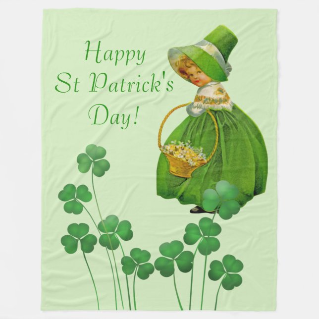 Manta Polar Día de San Patricio: chica escogiendo rocas (Anverso)