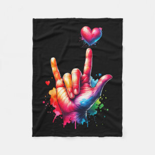 Manta Polar Día de San Valentín Colorful Asl Te Amo Mujeres De