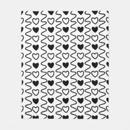 Manta Polar Día de San Valentín Corazones Chevron Patrón blanc