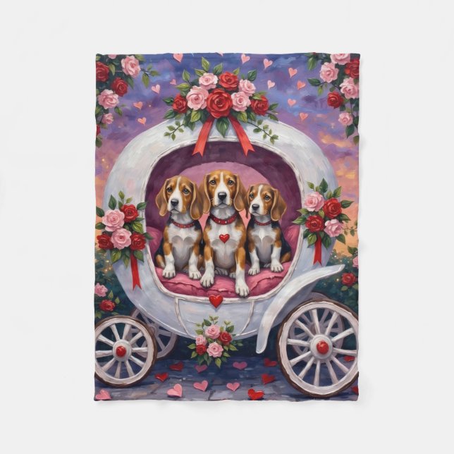 Manta Polar Día de San Valentín de Beagles  (Anverso)