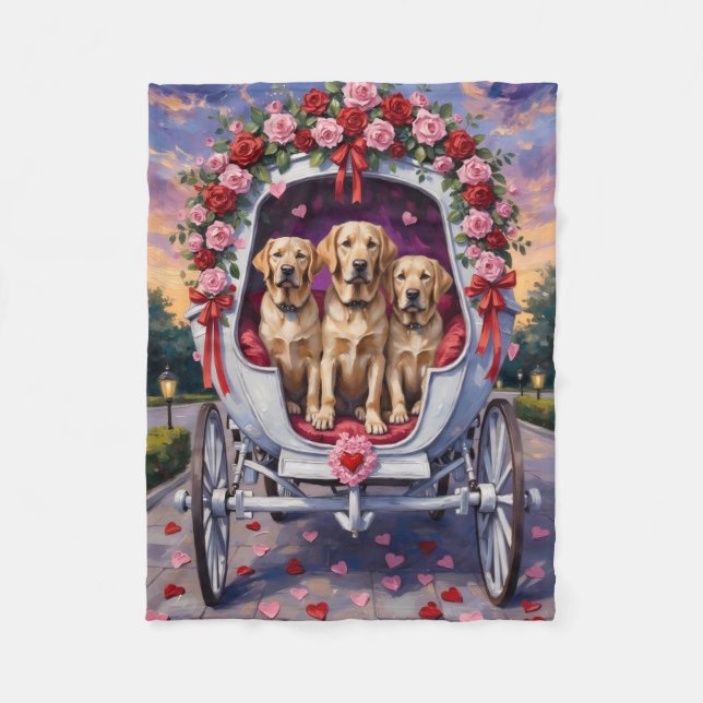 Manta Polar Día de San Valentín del perro labrador  (Anverso)