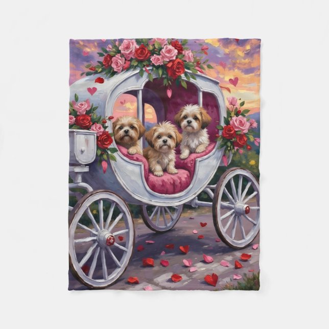 Manta Polar Día de San Valentín del perro Shih Tzu (Anverso)