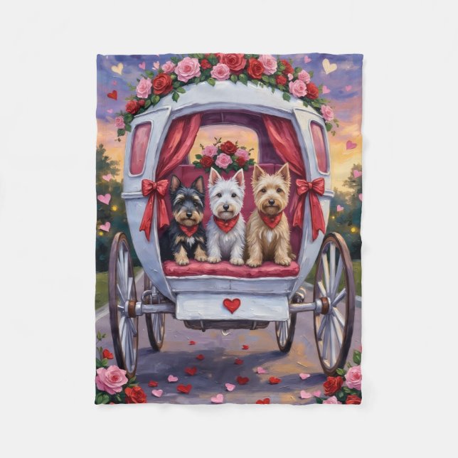 Manta Polar Día de San Valentín del perro Terrier Escocés (Anverso)