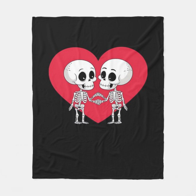 Manta Polar Día de San Valentín Funny Skeleton Hand Heart (Anverso)