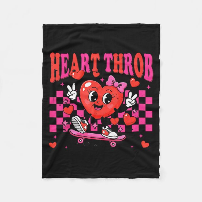 Manta Polar Día de San Valentín Retro Groovy Corazón Late adol (Anverso)
