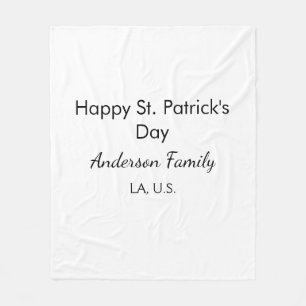 Manta Polar día feliz de san patricio nombre familia lugar sim