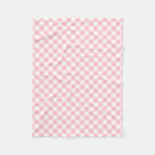 Manta Polar Diagonal de Gingham de tamaño medio rosa y blanco