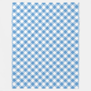 Manta Polar Diagonal Gingham Plaid azul claro y blanco