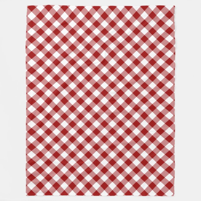 Manta Polar Diagonal Red and White Gingham Plaid (Anverso)