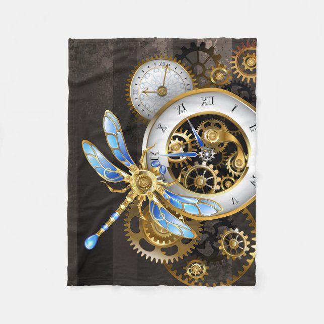 Manta Polar Diales Steampunk con libélula (Anverso)