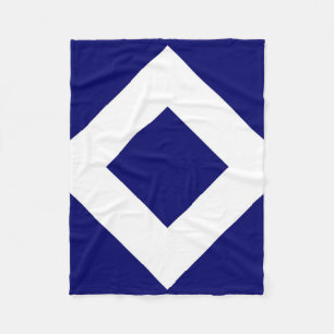 Manta Polar Diamante azul profundo, borde blanco negrita