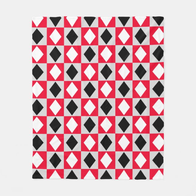 Manta Polar Diamante de rhombus blanco rojo (Anverso)