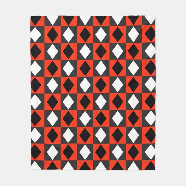 Manta Polar Diamante de rhombus blanco rojo (Anverso)