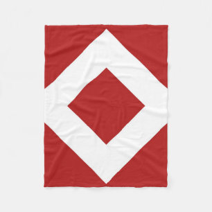 Manta Polar Diamante rojo, borde blanco negrita