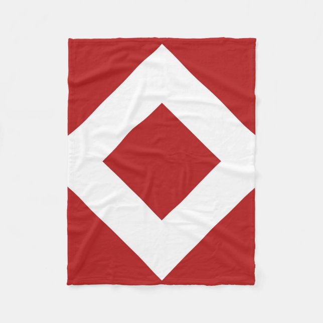 Manta Polar Diamante rojo, borde blanco negrita (Anverso)