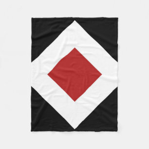 Manta Polar Diamante rojo, frontera blanca intrépida en negro