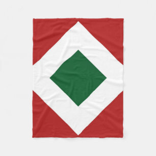 Manta Polar Diamante verde, negrita frontera blanca en rojo