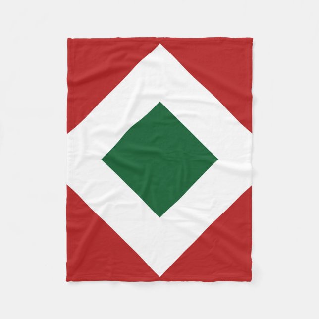 Manta Polar Diamante verde, negrita frontera blanca en rojo (Anverso)