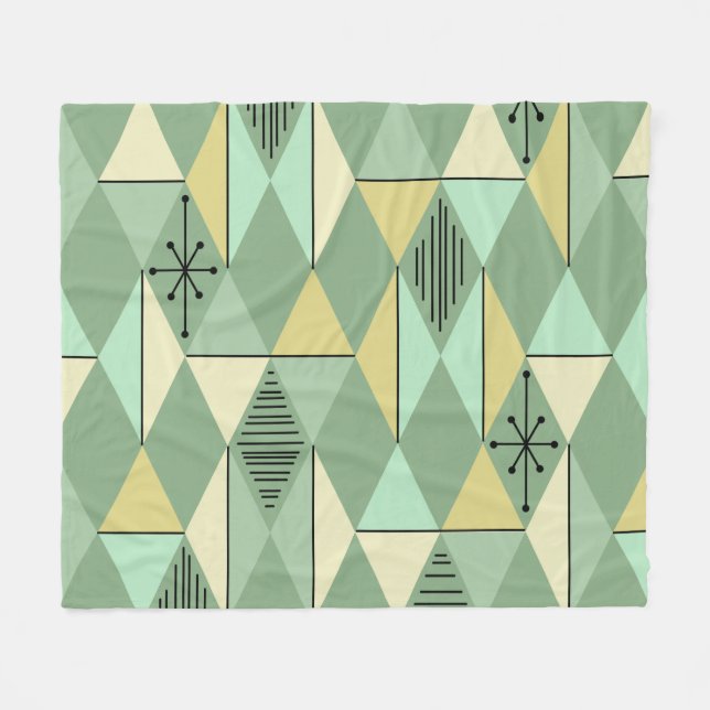 Manta Polar Diamantes de arte atómico mimbre amarillo verde (Frente (Horizontal))