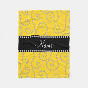 Manta Polar Diamantes de remolque amarillo con nombre personal