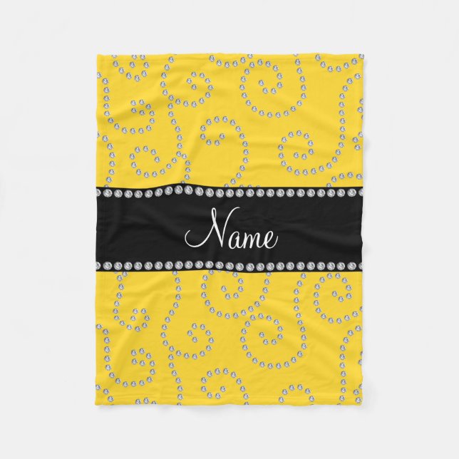 Manta Polar Diamantes de remolque amarillo con nombre personal (Anverso)