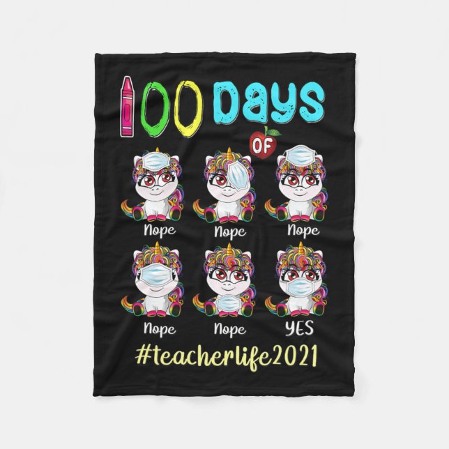 Manta Polar Días De Maestra Escolar Unicornio Con Máscara Equi (Anverso)