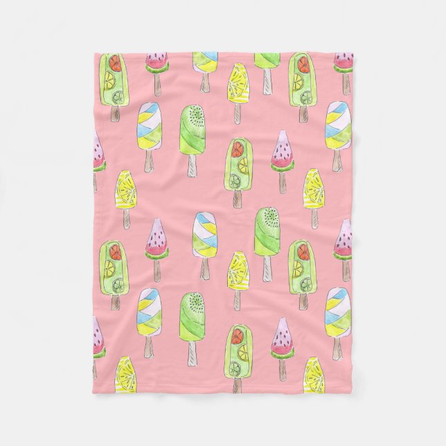 Manta Polar Dibujo acuático delicioso postre helado de carrito (Anverso)