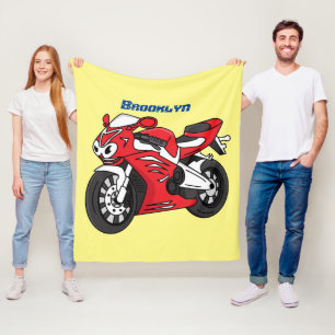 Manta Polar Dibujo animado de motocicleta deportiva roja linda