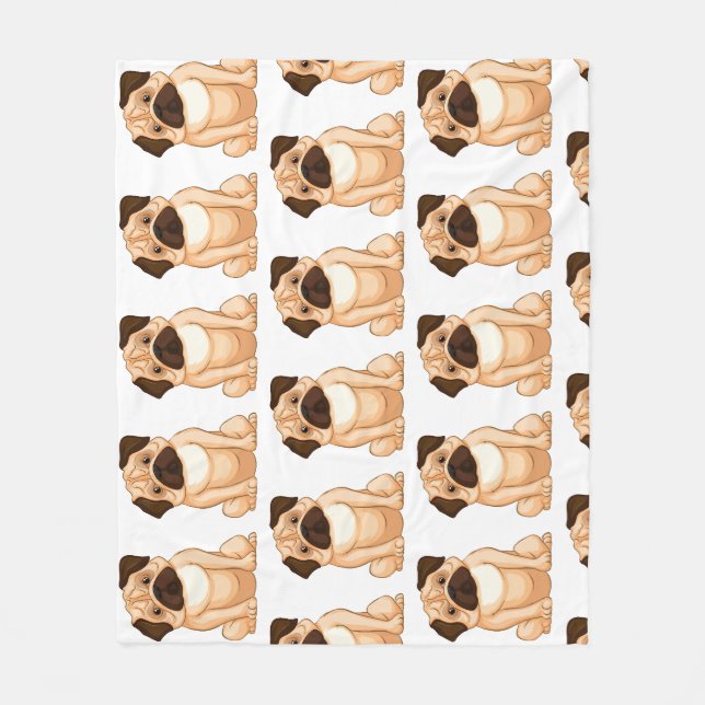 Manta Polar Dibujo animado de pug gruñón (Anverso)