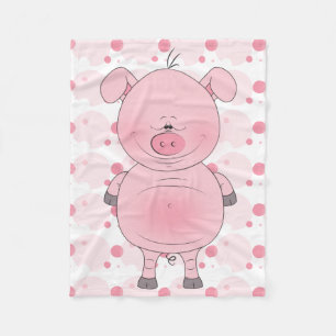 Manta Polar Dibujo animado rosado alegre del cerdo