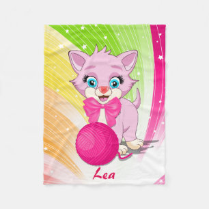 Manta Polar Dibujo animado rosado del gatito de Cutie