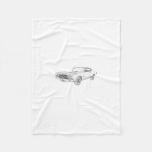 Manta Polar Dibujo blanco y negro del coche del músculo de