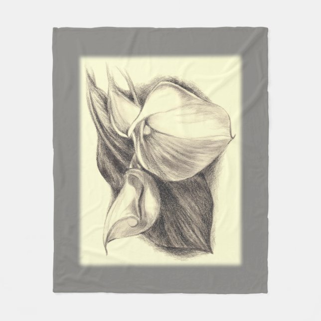 Manta Polar Dibujo de Calla Lilies (Anverso)