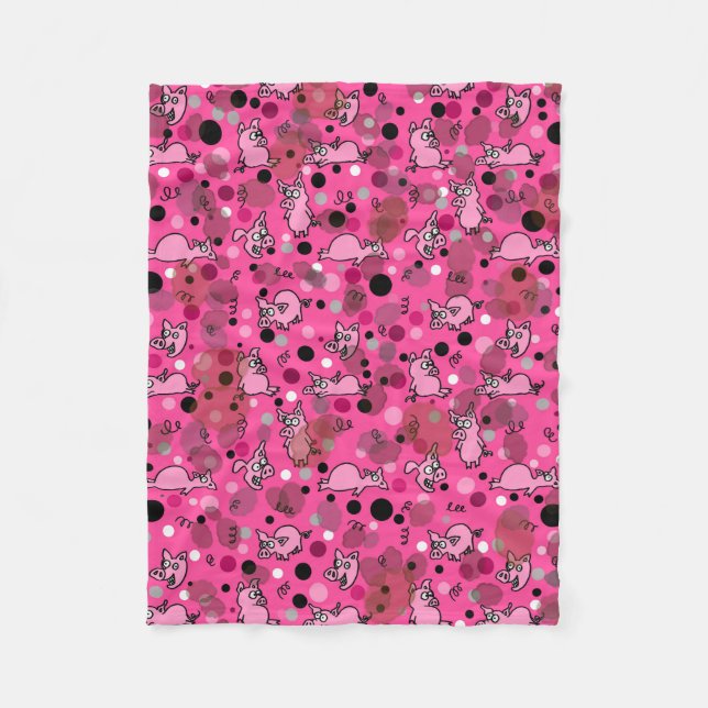 Manta Polar Dibujo de cerdito rosa (Anverso)