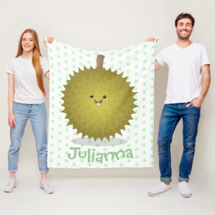Manta Polar Dibujo de durian de dibujos animados lindo y feliz