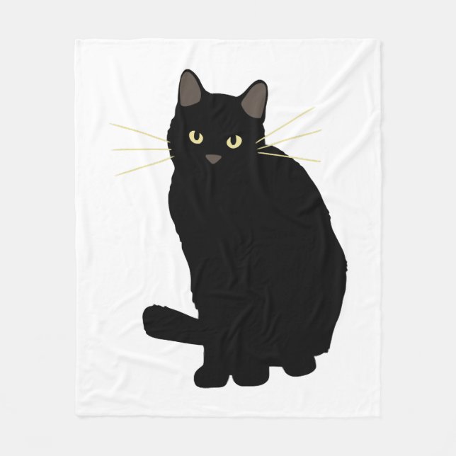 Manta Polar Dibujo de gato negro lindo gato negro gato mamá am (Anverso)