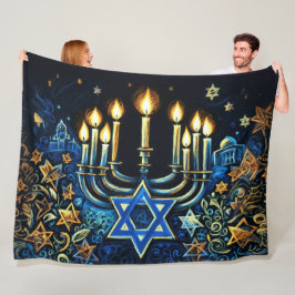 Manta Polar Dibujo de Hanukkah Gift Menorah Pastel
