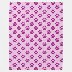 Manta Polar Dibujo de Huella de Pata Morada sobre Rosa