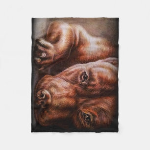 Manta Polar Dibujo de la cara del pitbull de Brown del perro