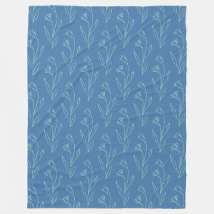 Manta Polar Dibujo de la línea floral Ditsy Dainty Boho en az