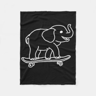 Manta Polar Dibujo de línea de elefante en monopatín patinador
