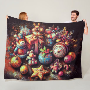 Manta Polar Dibujo de motivos navideños con pastel duro festiv