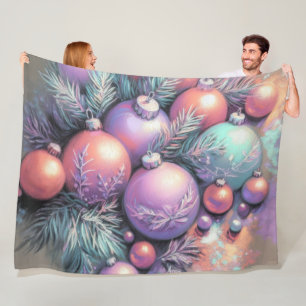 Manta Polar Dibujo de motivos navideños en pastel duro púrpura