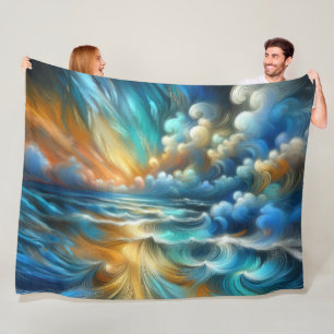 Manta Polar Dibujo de pastel duro de olas que chocan