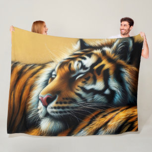 Manta Polar Dibujo de Pastel Duro Tigre Dormido