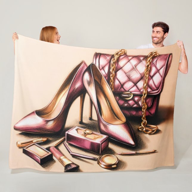 Manta Polar Dibujo de Pastel Tacones Rosas Bolso Cosméticos (In situ)