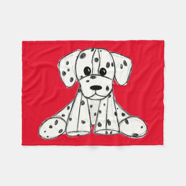Manta Polar Dibujo de perro de peluche dálmata contorno simple (Frente (Horizontal))