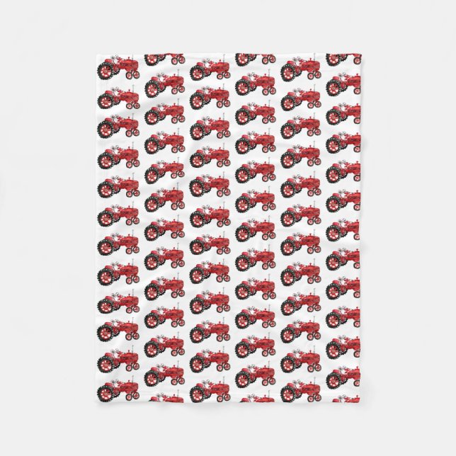 Manta Polar Dibujo del tractor rojo antiguo (Anverso)